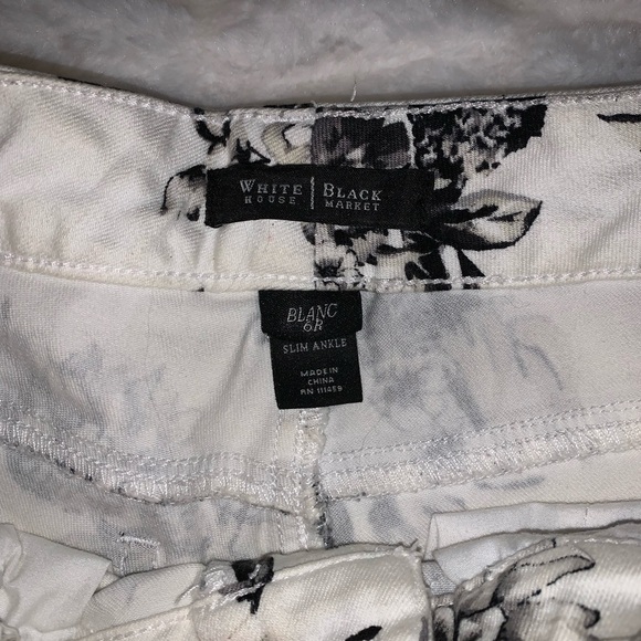 White House Black Market Monochrome Floral Pants - Picture 3 of 4